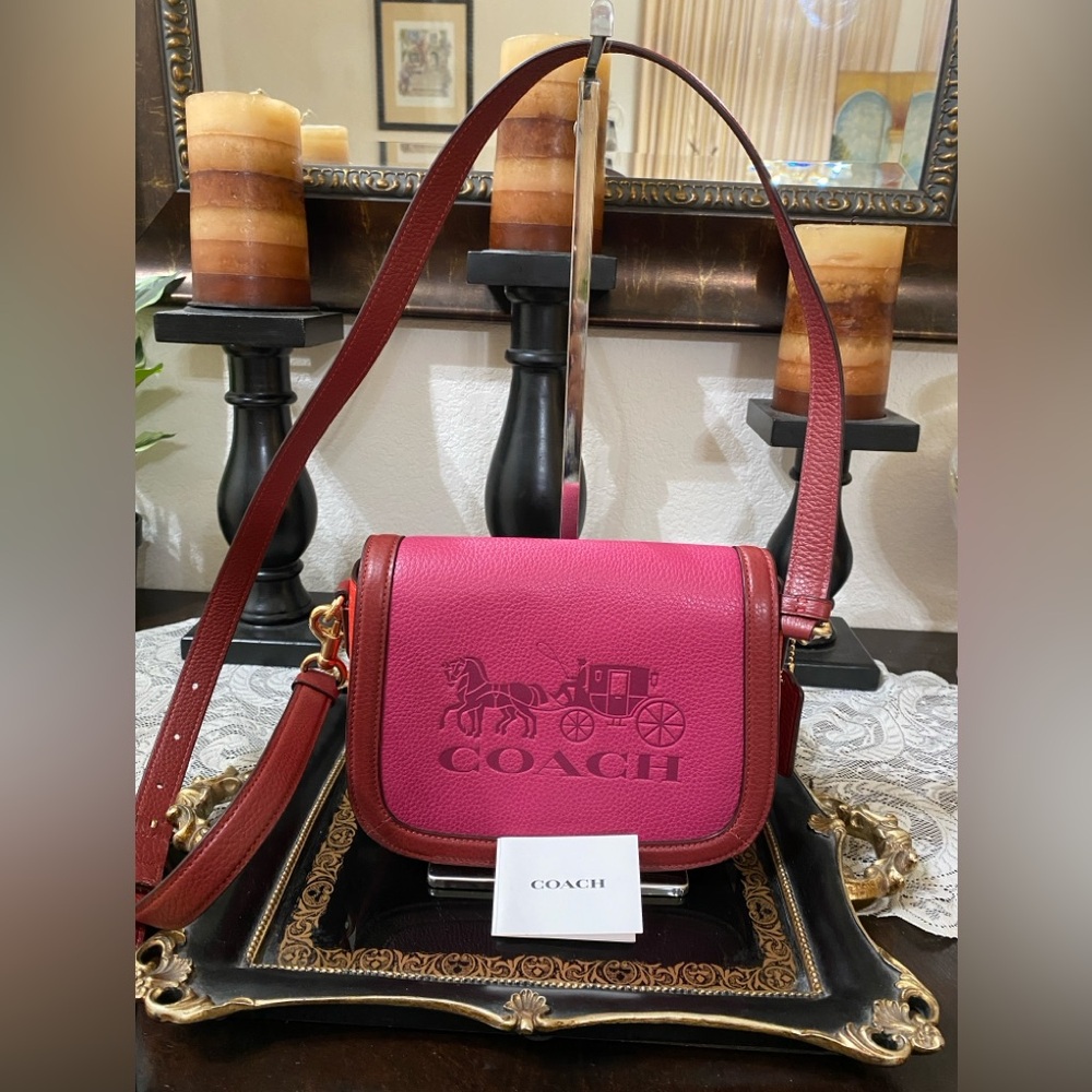 COACH LEATHER SADDLE IN COLORBLOCK WITH HORSE AND CARRIAGE,Crossbody,small
